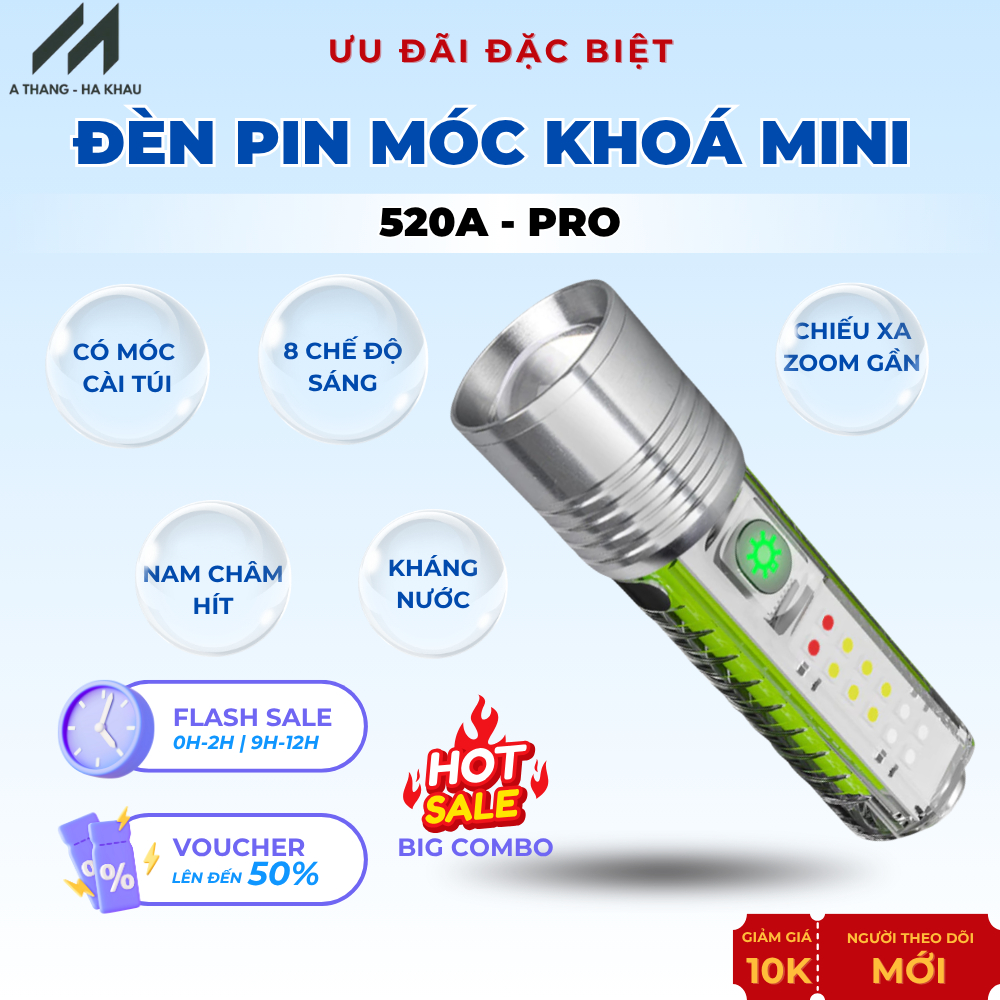 Đèn Pin Móc Khóa Mini 520 Pro Đèn Soi Tiền Đèn Đa Năng