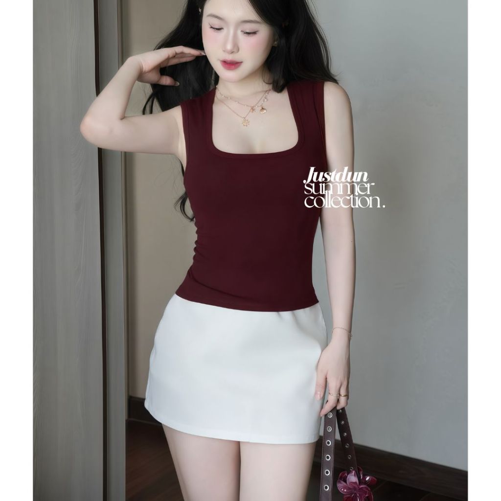 Áo thun ba lỗ cổ vuông cotton mịn tanktop năng động JUSTDUN 2B | BigBuy360 - bigbuy360.vn