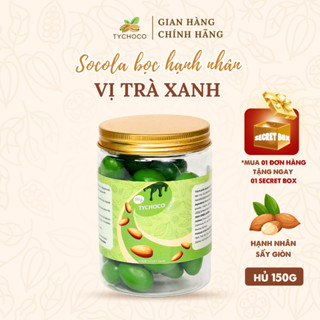 Socola TYCHOCO Matcha Bọc Hạnh Nhân Giòn Béo, Socola Đen Nguyên Chất Đậm Vị Thơm Ngon Thượng Hạng