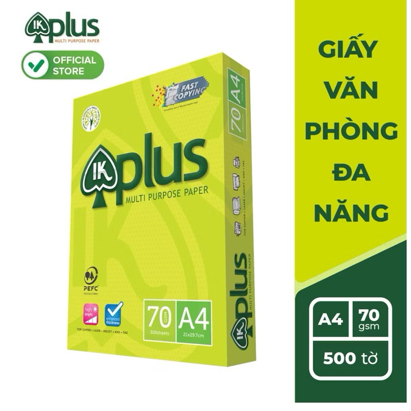 Giấy in A4 70gsm IK PLus - Giấy Photo A4 - Giấy Indonesia