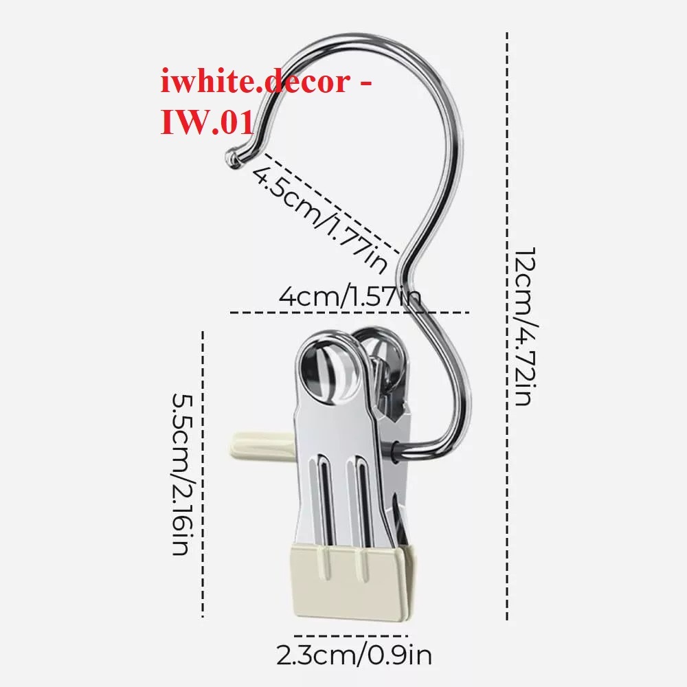 Móc Kẹp Đơn Treo Quần Áo Mũ Nón Tất Vớ Bằng Inox Bọc Nhựa PVC Chắc Chắn Tiện Ích Đa Năng iwhite.deco