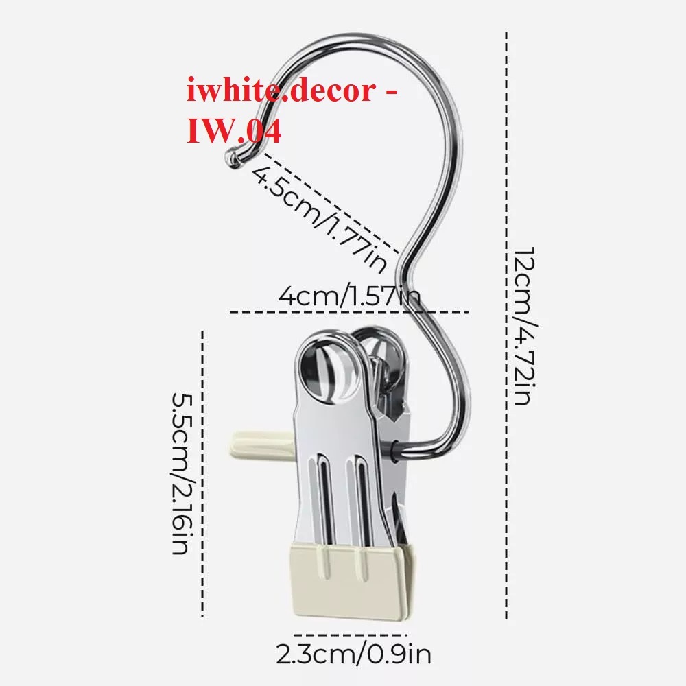 Móc Kẹp Đơn Treo Quần Áo Mũ Nón Tất Vớ Bằng Inox Bọc Nhựa PVC Chắc Chắn Tiện Ích Đa Năng iwhite.deco