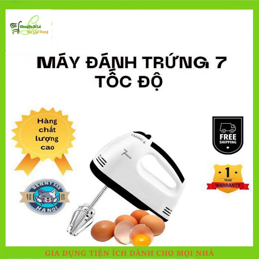 Máy Đánh Trứng Cầm Tay  7 Tốc Độ Cao Cấp, Hoạt Động Êm Ái - Bảo Hành 12 Tháng
