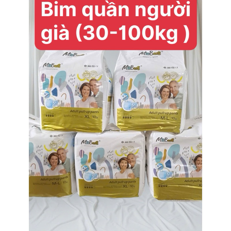 Combo 100 bỉm quần người lớn MIOBUSS siêu thấm vách chống tràn size M 30-55kg, L 50-60 kg ,XL 55-100kg