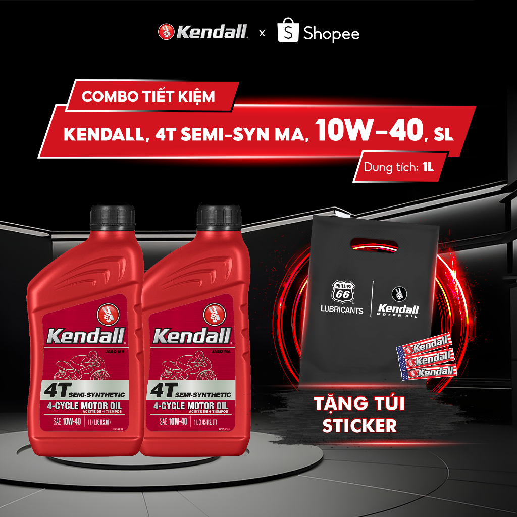 Combo 2 Dầu Nhớt Xe Máy KENDALL, 4T SEMI-SYN MA, 10W-40, SL