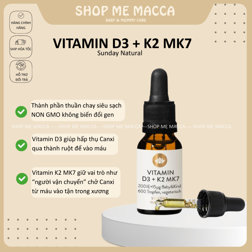 VITAMIN D3K2 MK7 ĐỨC SUNDAY NATURAL NHẬP KHẨU