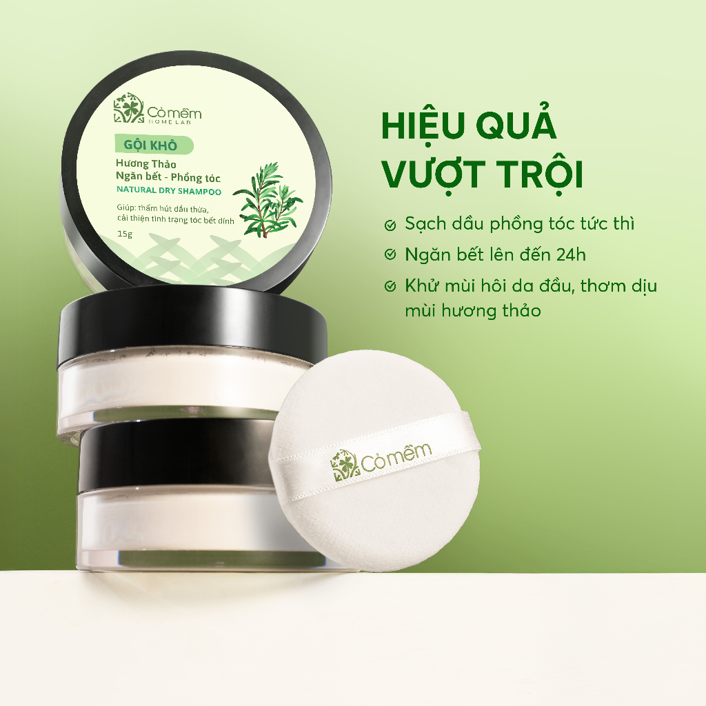 Combo 2 Bột Gội Khô Hương Thảo Sạch Dầu Ngăn Bết Phồng Tóc Tức Thì Cho Mái Tóc Thơm Sạch Bồng Bềnh Tới 24h Cỏ Mềm