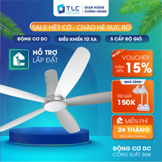 [CHÍNH HÃNG] Quạt Trần 5 cánh EcoVento Đảo chiều TLC LIGHTING, Đông cơ DC Điều khiển từ xa Bảo hành 10 năm