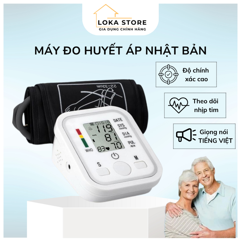 Máy Đo Huyết Áp Nhịp Tim Điện Tử Tại Nhà - Giọng Nói Kết Quả Tiếng Việt Chính Xác