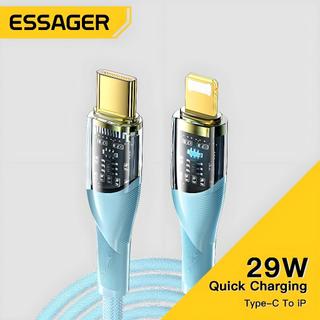  Essager Dây Cáp Sạc Nhanh usb L-C Cho Ip14 13 12 pro max pd 29w mbk 