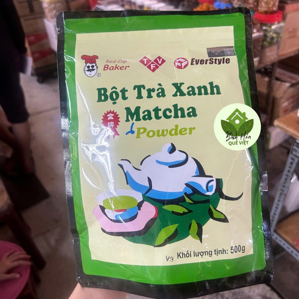 Bột Trà Xanh Matcha Đài Loan Nguyên Chất Mũ Đỏ - Matcha Powder Red-Cup Baker Gói 500G