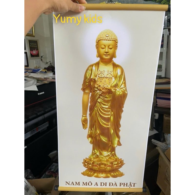 Tranh ảnh Đức Phật A Di Đà treo tường kèm nẹp như ảnh kích thước 30x60cm