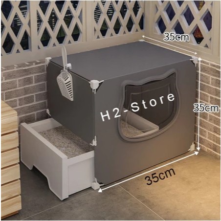 Nhà vệ sinh cao cấp cho thú cưng / ngăn kéo vệ sinh ghép liền chuồng hoặc lắp rời có cửa, khay vệ sinh cho mèo
