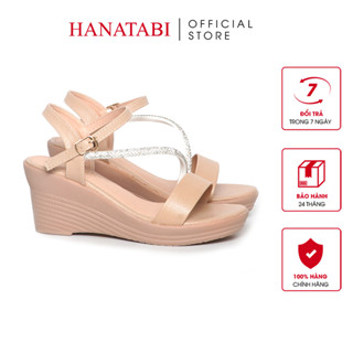Giày Sandal Nữ Đế Xuồng PU Siêu Nhẹ Cao 7cm Hanatabi Quai Ngang Hậu C (35-39) Mã HNSD7F1190
