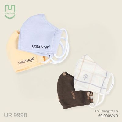 Khẩu trang vải cho bé Ualarogo 4 lớp chống bụi mịn vi khuẩn chắn gió