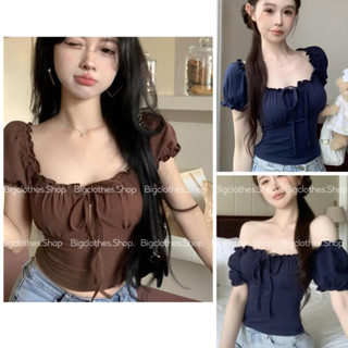 Áo Thun Nữ Có Bigsize Bèo Rúm Thắt Dây BigClothes, Áo Kiểu Nữ Trễ Vai Ôm Dáng A22