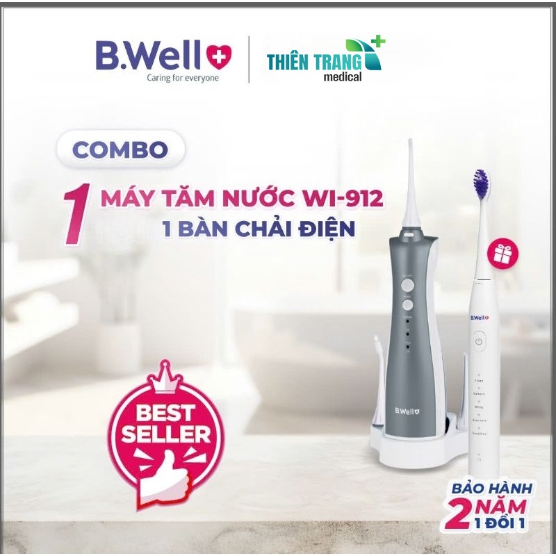 Combo Tăm nước B.Well 912 + Bàn chải điện B.Well Swiss PRO-850 - BH 2 năm 1 đổi 1,  Làm Sạch Răng, c