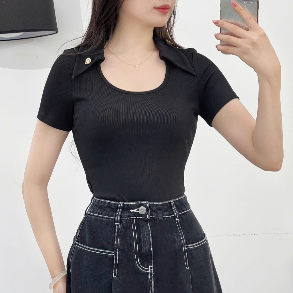 Áo Thun Nữ 𝐂𝐂𝐇𝐀𝐓 Dáng Ôm Kiểu Marino Basic Chất Liệu Thun Co Giãn Cao Cấp 15TNC2028OT | BigBuy360 - bigbuy360.vn