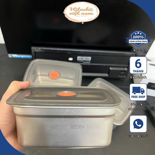 [COMBO 5] Hộp Inox 1500ML Dày Dặn, Nắp Đậy Silocon Hút Chân Không, zoang chống chàn, Khay Inox Đựng Đồ Tủ Lạnh