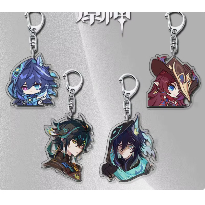 Genshin Impact Chasca Ororon Acrylic Pendant Anime Key Chain Acrylic Keychains Metal Holder Key Ring
