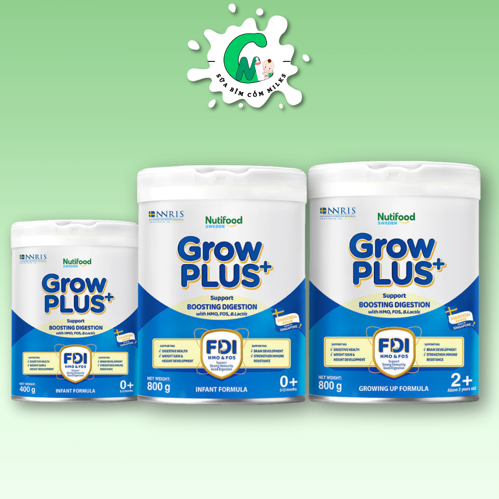 Grow Plus Nutifood xanh nhạt hỗ trợ tiêu hóa lon 800g