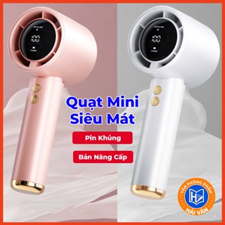  Quạt mini cầm tay M2 5000mAh di động có thể sạc gió mạnh 100 tốc độ turbo phản lực màn hình hiển thị pin tặng dây đeo 