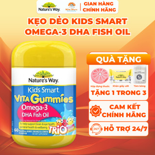 Kẹo dẻo Nature's Way Kids Smart Vita Gummies Omega-3 DHA Fish Oil Trio hỗ trợ phát triển cho bé 60v