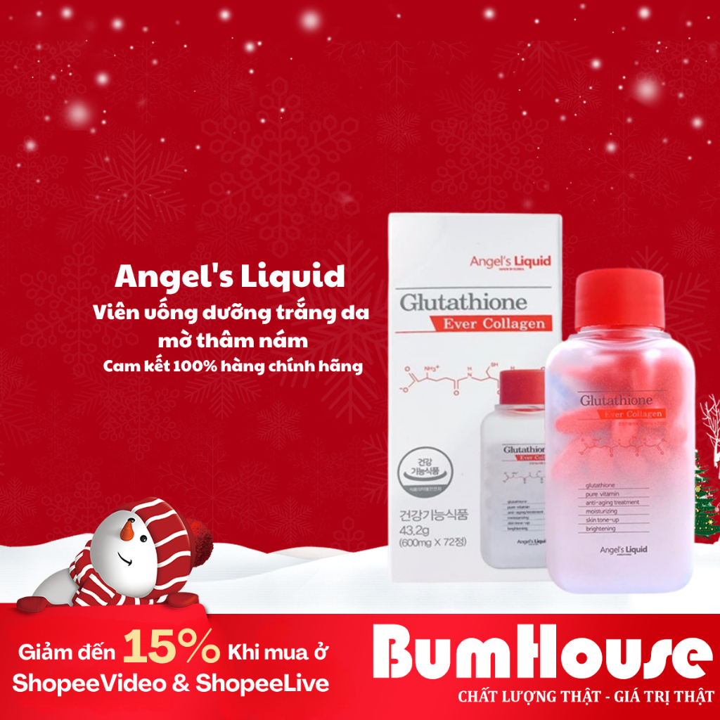 [HÀNG CTY] Viên uống trắng da Angel's Liquid Glutathione Oneday Collagen 600mg x 72 viên Hộp