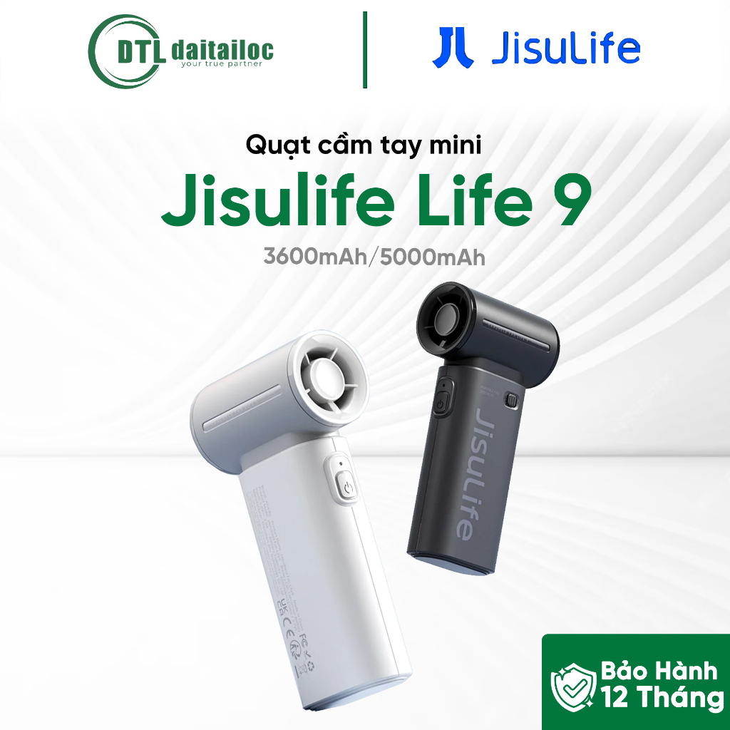 Quạt cầm tay mini Jisulife Life 9 3600mAh 5000mAh | Chính Hãng | Bảo Hành 12 Tháng