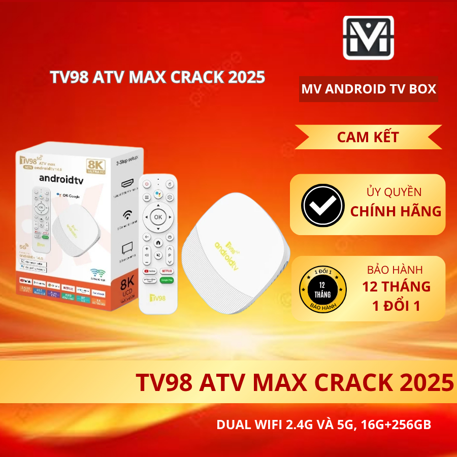 MS17] Android Tivi Box, TV box TV98 ATV MAX 2025 Crack Dual Wifi 2.4G và 5G chất lượng cao cấp