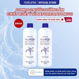  Combo 2 Nước Hoa Hồng Ý Dĩ Naturie Hatomugi 500ml Cấp Ẩm Giữ Ẩm Dưỡng Sáng Dịu Nhẹ An Toàn Cho Da Nhạy Cảm 