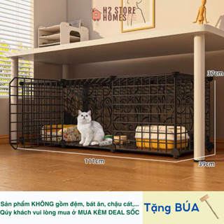 Bộ chuồng mèo, chuồng chó, chuồng quây dưới 6kg lắp ghép sơn tĩnh điện cho pet - H2 Store