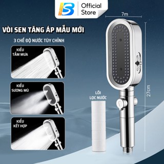 Vòi Sen Tăng Áp Cao Cấp - Vòi Tăng Áp Mạnh 3 Chế Độ Tùy Chỉnh Có Lõi Lọc Nước An Toàn Cho Da Hàng Loại 1 shengbo CXQ2124