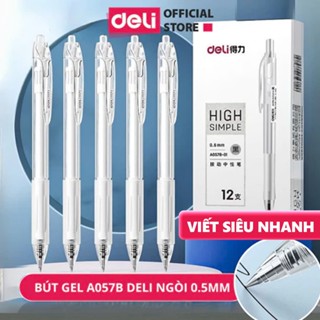 [Viết Văn Siêu Tốc] Bút Bi Nước Mực Gel Ngòi 0.5mm Màu Đen Deli - Văn Phòng Học Sinh Viên A057B Thư Pháp Chép Kinh