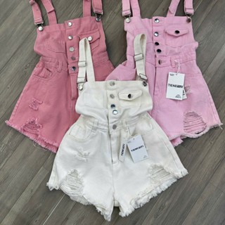 TIENSTYLE Yếm Jean Short Nữ Lai Tua, Quần yếm đùi rách đùi 5 màu- Có BigSize 5XL_70kg
