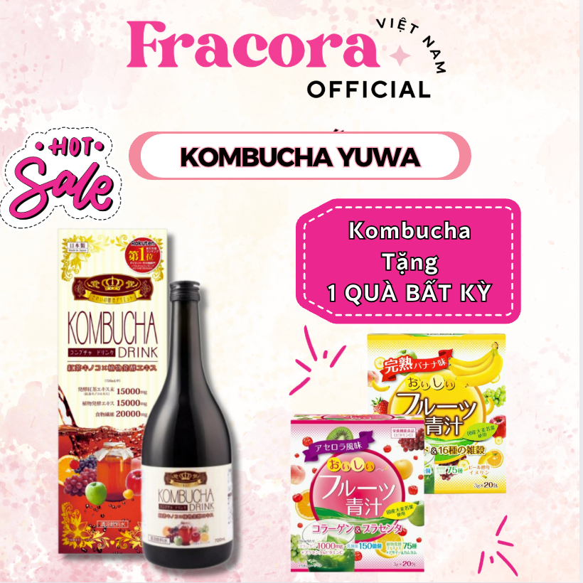 (HÀNG CHÍNH HÃNG )Trà Lên Men Kombucha Yuwa Nhật Bản 720ml, Nước Uống Lên Men, Detox Giảm Cân, Chống