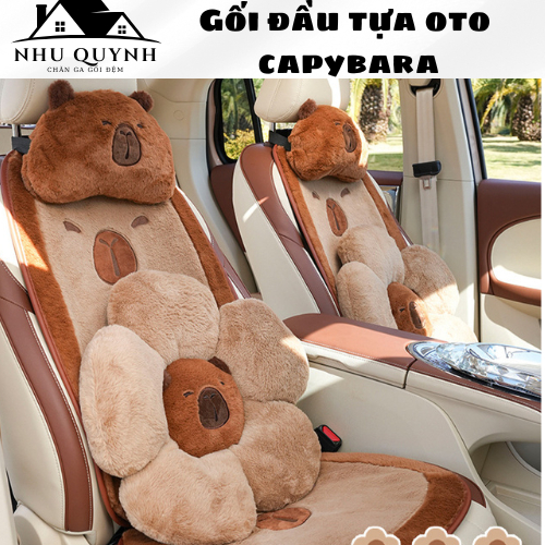 Gối đầu lưng tựa ô tô Capybara gối Trang trí ghế ôtô mẫu Chuột lang nước capybara siêu ngộ nghĩnh đá