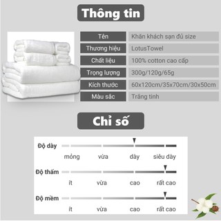 Khăn Tắm, Khăn Mặt, Khăn Gội LotusTowel 100% Cotton, Mềm Mịn Thấm Hút, Không Phai Màu - Aikomi