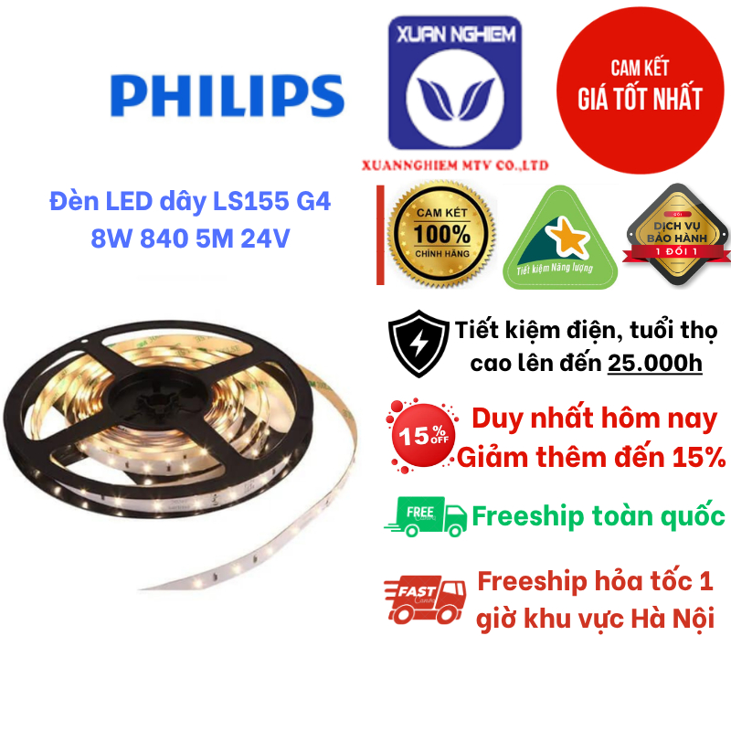 Đèn LED dây LS155 G4 8W 840 5M 24V Philips