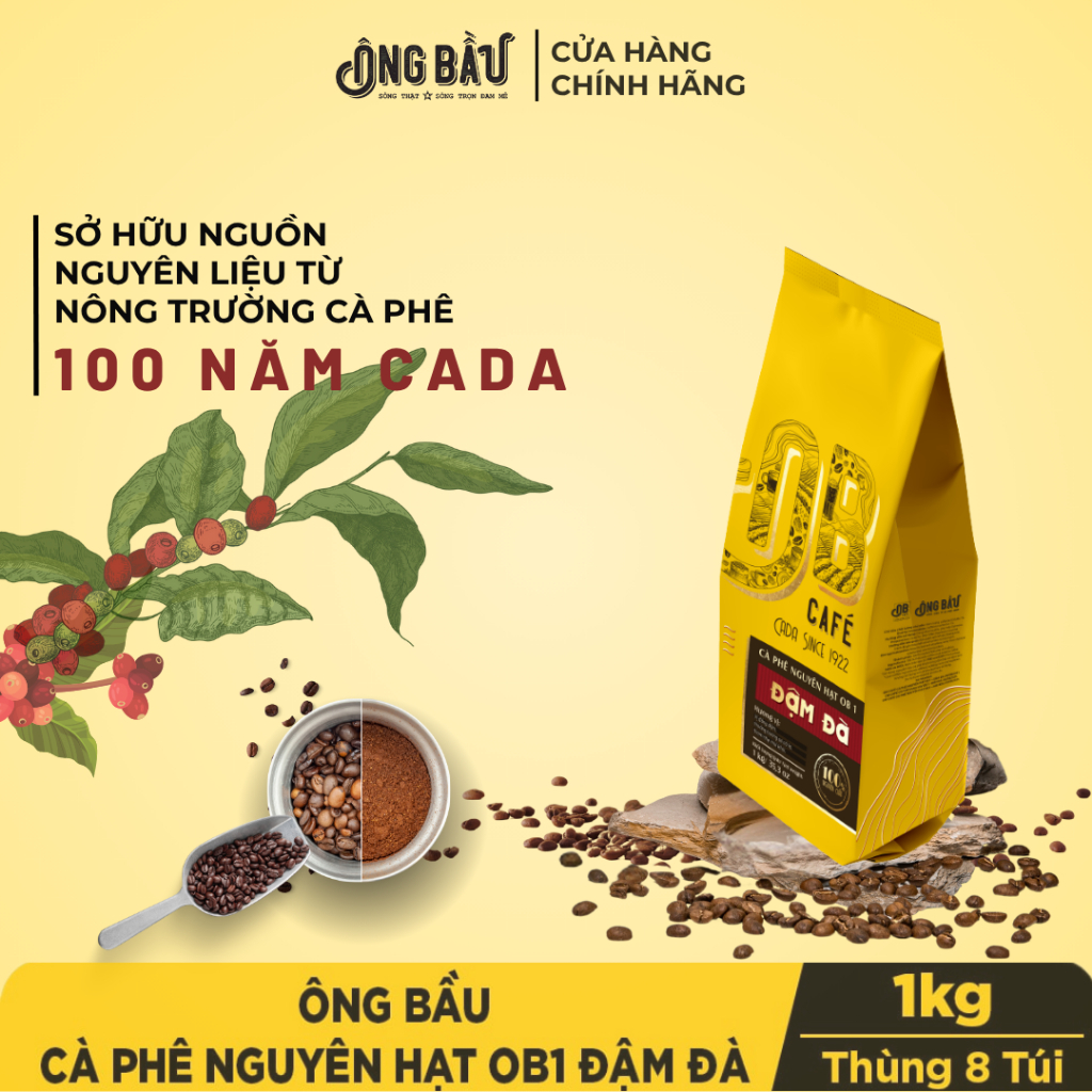 ÔNG BẦU - Cà Phê Nguyên Hạt Đậm Đà OB1 - Túi 1 KG