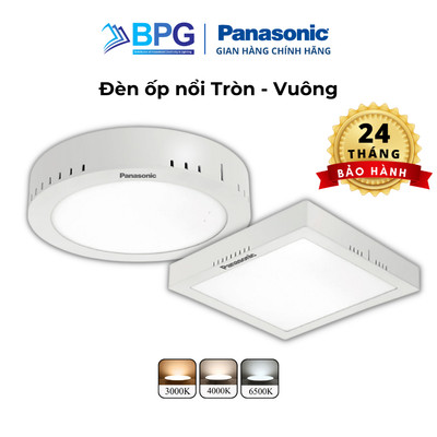 Đèn ốp trần nổi Panasonic Surface Mounted Công suất (6W, 12W, 18W, 24W), Đèn ốp dạng tròn & vuông