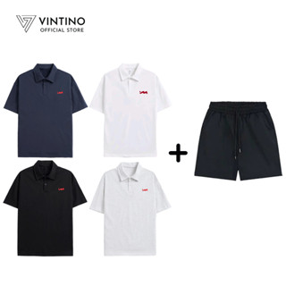 Bộ Quần Áo Thể Thao Nam VINTINO Áo Polo Cotton Thêu Họa Tiết Quần Kaki Co giãn Thoáng Mát PL03-QS03
