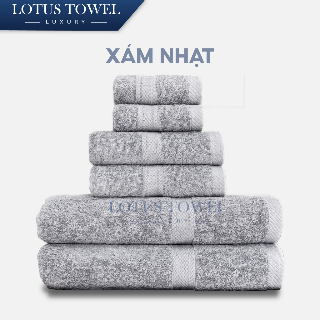 Khăn Tắm, Khăn Mặt, Khăn Gội LotusTowel 100% Cotton, Mềm Mịn Thấm Hút, Không Phai Màu - Aikomi