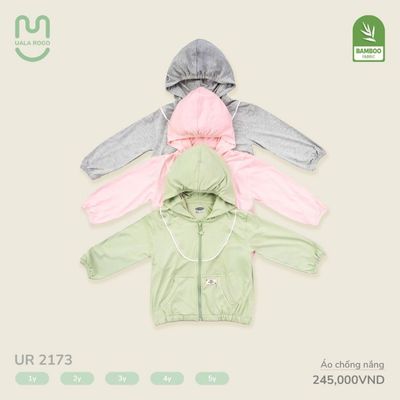Áo chống nắng cho bé Ualarogo 1-5 tuổi vải sợi tre Fresh Bamboo chống tia UV có trùm mu bàn tay 2127