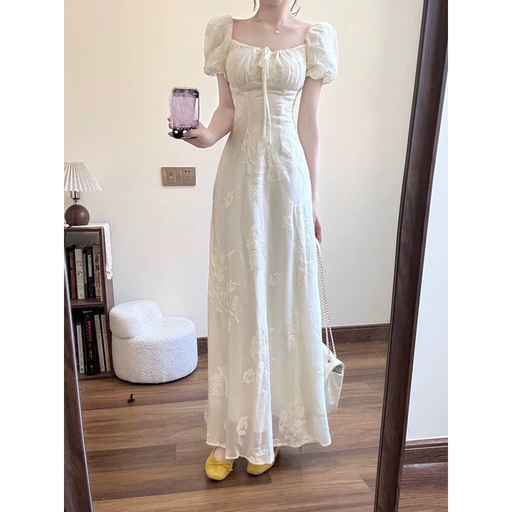Váy hè dáng dài hoa thêu nổi thanh lịch - Blossom dress