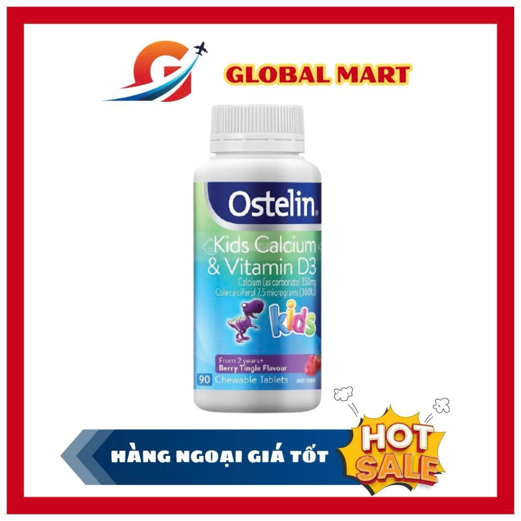 Canxi Ostelin khủng long cho bé - Ostelin Kids Calcium & Vitamin D3 Úc 90 viên