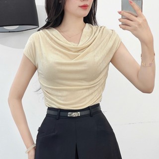 Áo Thun Nữ CCHAT Dáng Ôm Cổ Đổ Tay Hến Chất Liệu Co Giãn Tốt 15TNC2016OT