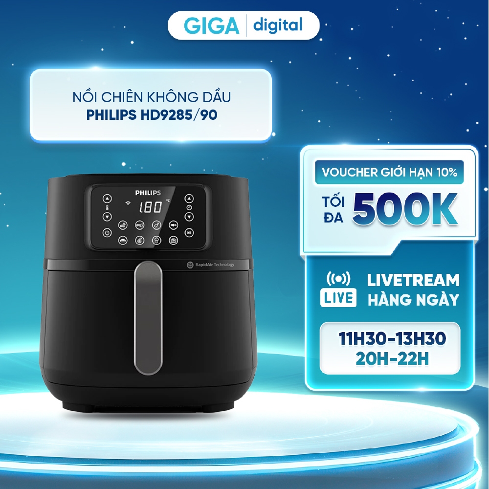 Nồi chiên không dầu Philips 7.2 lít HD9285/90 - 2000W - Size XXL - Kết nối Wifi
