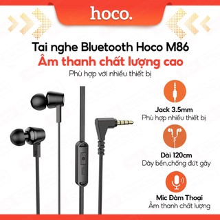  Tai Nghe có dây jack 3.5mm Hoco M86 dây dẹt jack cắm chữ L  đàm thoại ,dài 120cm 