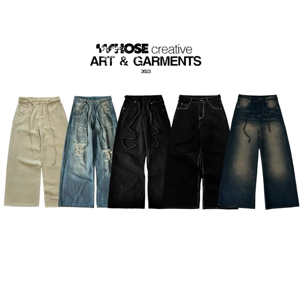 [HÀNG MỚI VỀ] ALL JEANS LOOSE PLEAT - Full màu quần form ống siêu rộng kèm dây Whose Studio | BigBuy360 - bigbuy360.vn